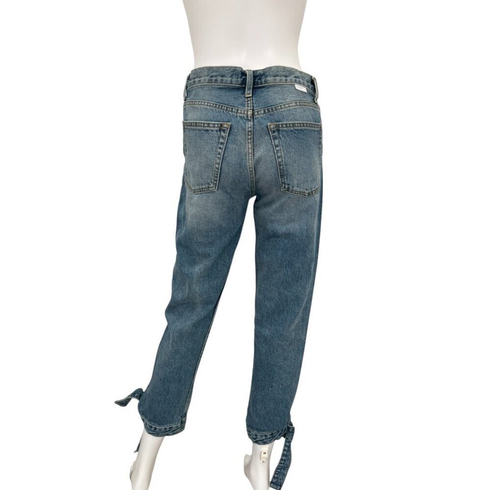 Boyish Women Medium Wash High Waisted Straight Leg Jeans Size 26 Ankle Tie Avery - Picture 5 of 9